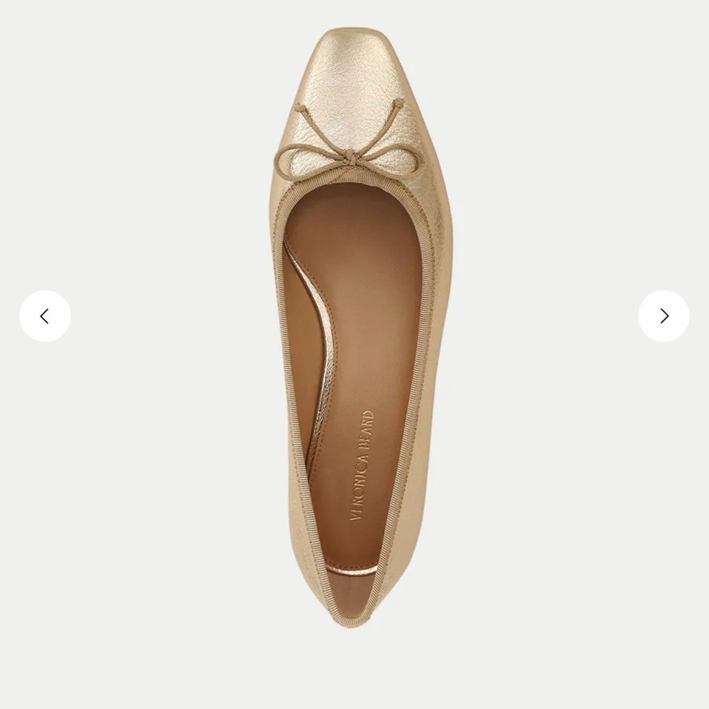 VERONICA BEARD Cecile Metallic Leather Ballet Pump QUIET LUXURY - Picture 4 of 8